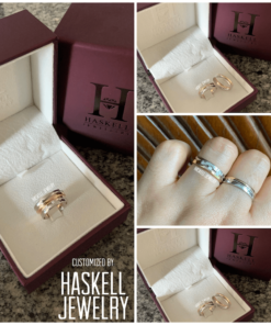 3 Row Diamond Wedding Ring & Plain Two Tone Gold for Men