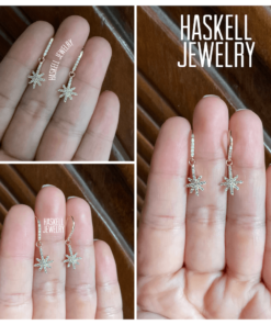 Hook Diamond Earrings with Star Diamond Dangles
