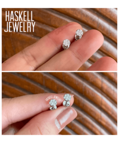 Round Illusion Push Back Stud Diamond Earrings