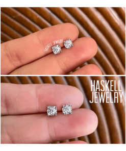 Stud Solitaire Miracle Plate Diamond Push Back Earrings