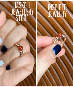 VCA Bead Ring with Agate Stone